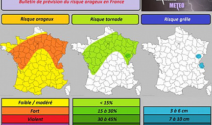 Risque orageux du lundi 11 juin 2018